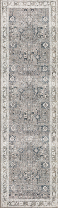 3' X 8' Grey Oriental Distressed Non Skid Runner Rug