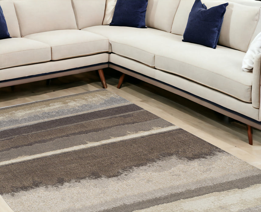 10' x 13' Brown and Ivory Abstract Area Rug