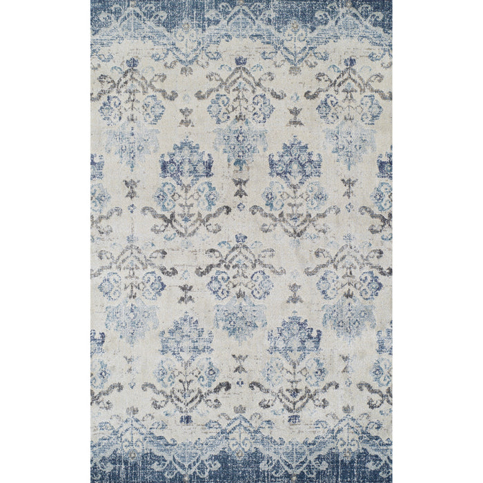 10' x 13' Blue and Ivory Oriental Area Rug