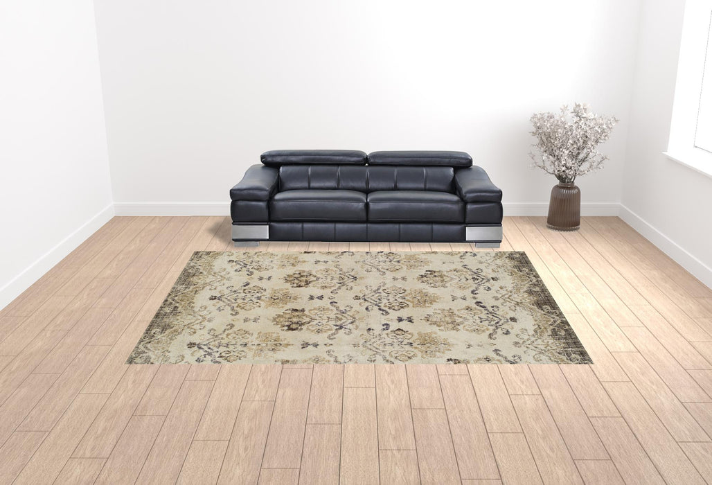 10' x 13' Beige and Brown Oriental Area Rug