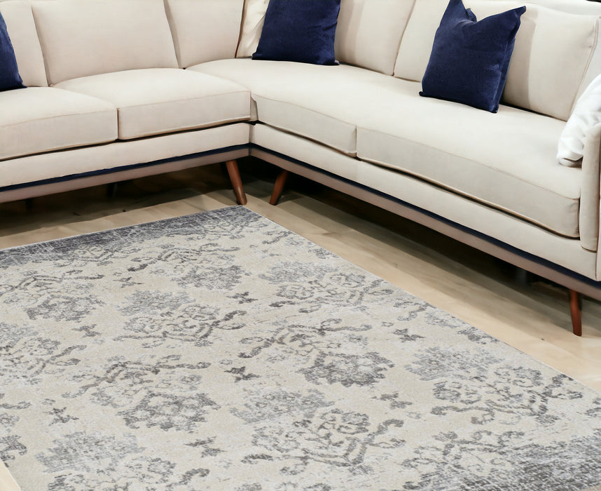 10' x 13' Gray and Ivory Oriental Area Rug