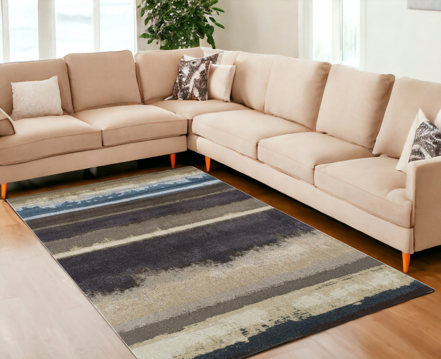 8' x 11' Beige and Brown Abstract Area Rug