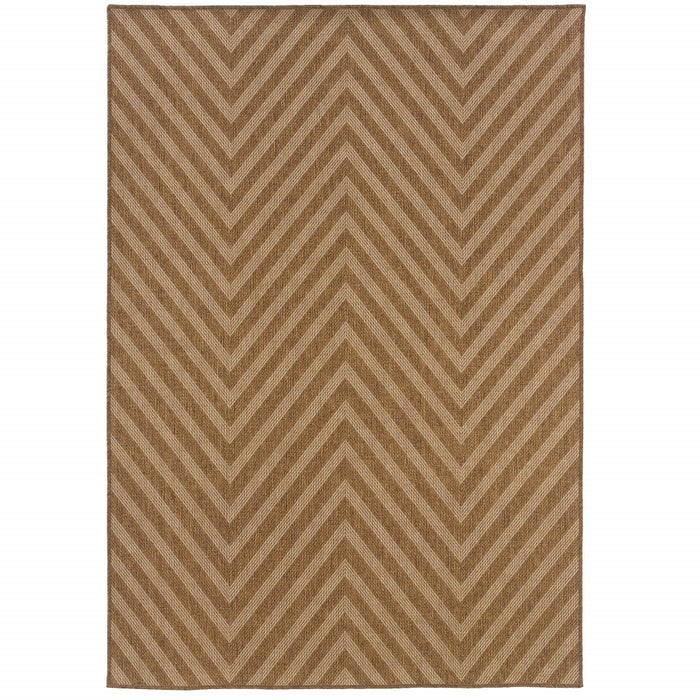 2' X 4' Tan Geometric Stain Resistant Indoor Outdoor Area Rug