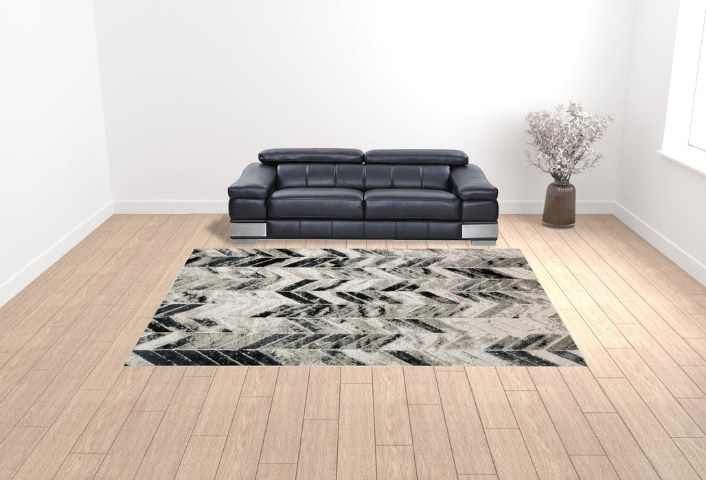 10' X 13' Black Gray And Silver Geometric Stain Resistant Area Rug