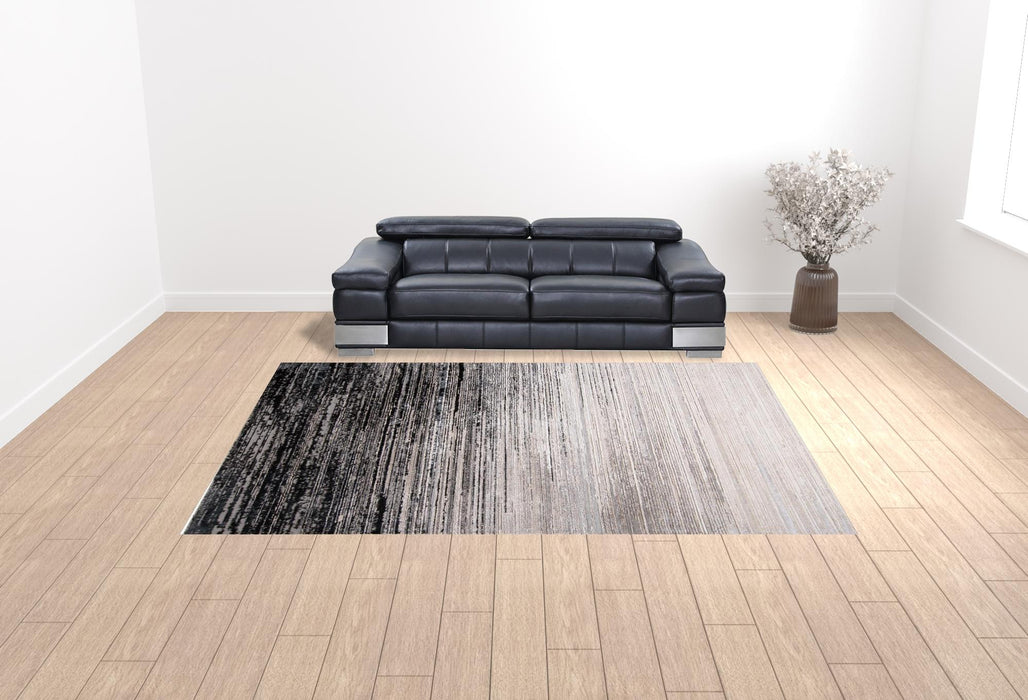 10' X 13' Black And Dark Gray Abstract Stain Resistant Area Rug