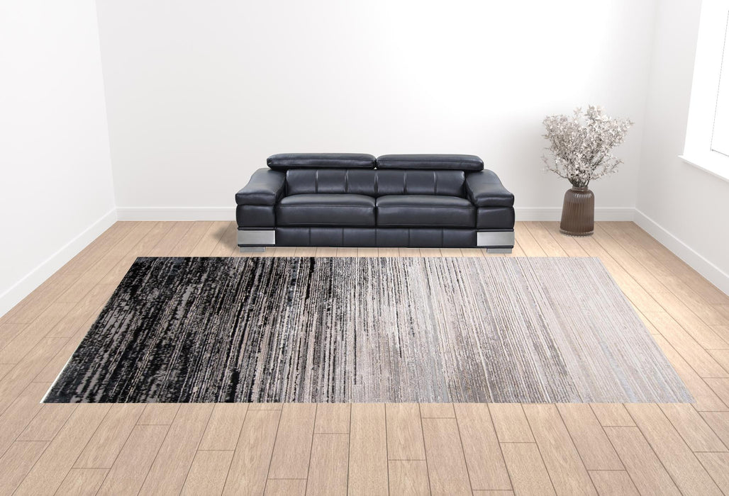 12' X 18' Black And Dark Gray Abstract Area Rug