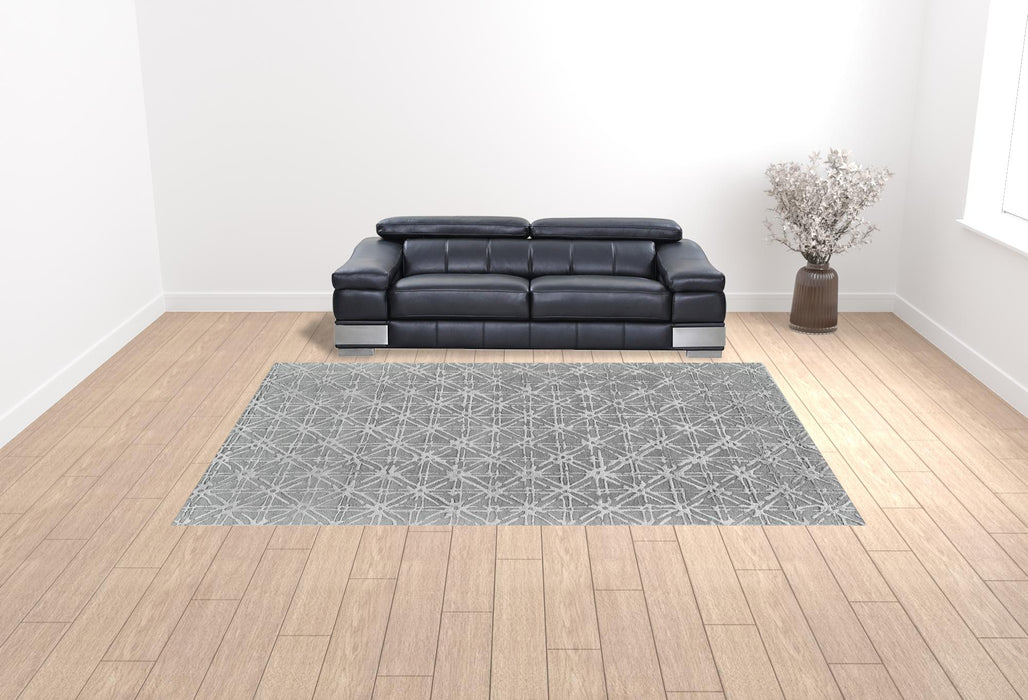 10' X 13' Gray And Silver Wool Abstract Tufted Handmade Area Rug