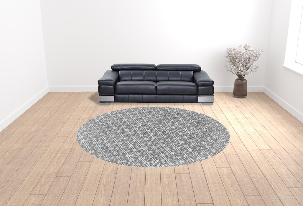 10' Gray And Silver Round Wool Abstract Tufted Handmade Area Rug