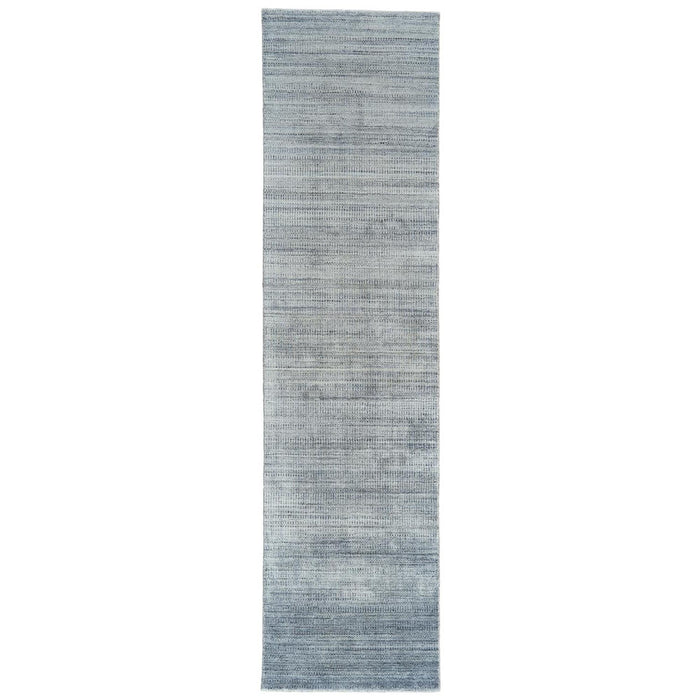 10' Blue and Gray Ombre Hand Woven Runner Rug