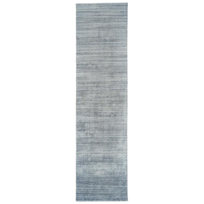 10' Blue and Gray Ombre Hand Woven Runner Rug