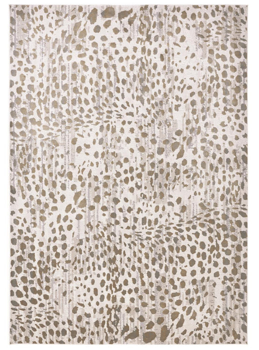 10' X 13' Brown And Ivory Abstract Stain Resistant Area Rug