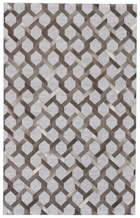 10' X 13' Gray Taupe And Silver Geometric Hand Woven Area Rug