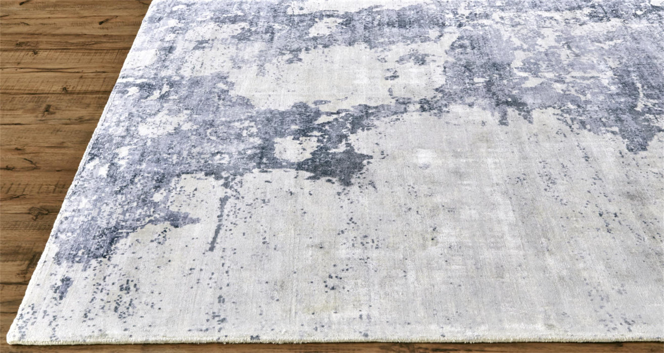 10' X 14' Blue Gray And Ivory Abstract Hand Woven Area Rug