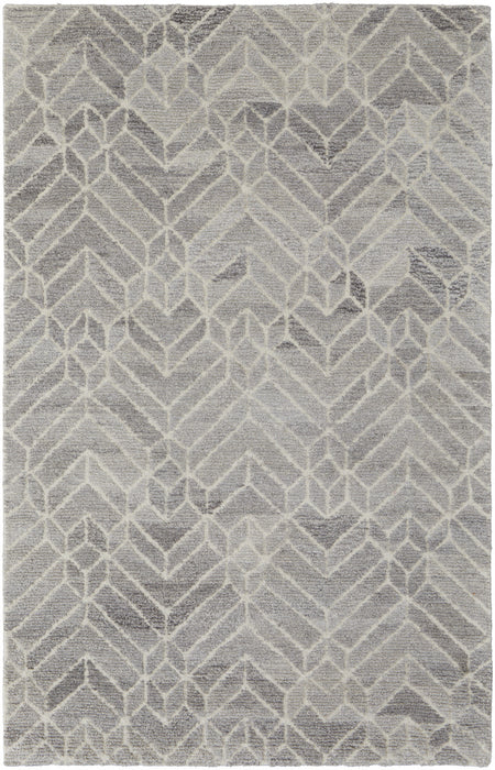 10' X 14' Taupe Gray And Ivory Wool Geometric Tufted Handmade Area Rug