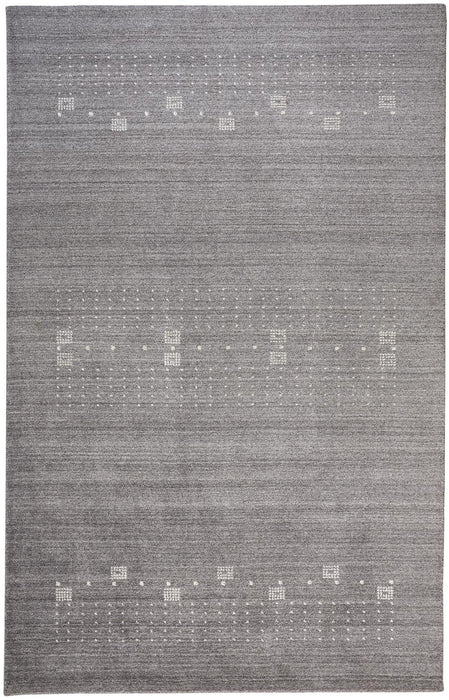 10' X 13' Gray And Ivory Wool Hand Knotted Stain Resistant Area Rug