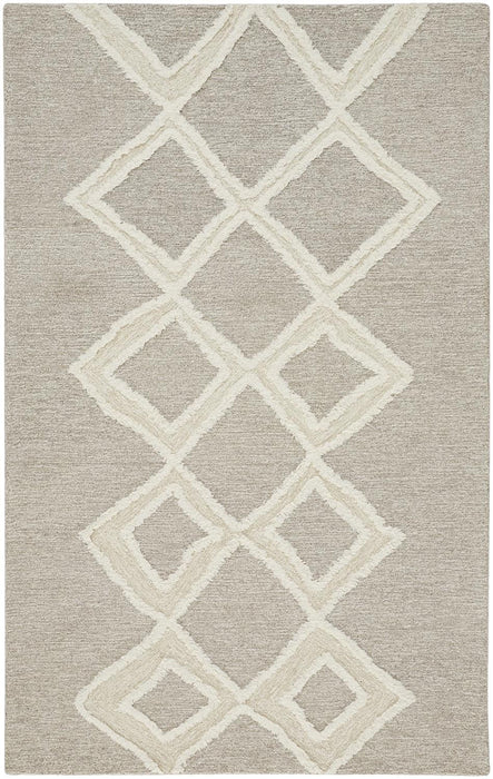 10' X 14' Gray And Ivory Wool Geometric Tufted Handmade Stain Resistant Area Rug