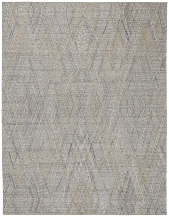 10' X 14' Gray And Ivory Abstract Hand Woven Area Rug