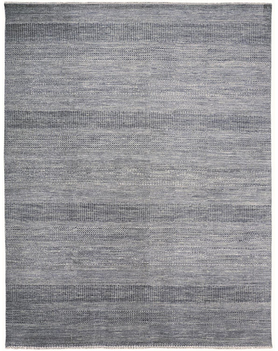 12' X 15' Silver Wool Striped Hand Knotted Area Rug