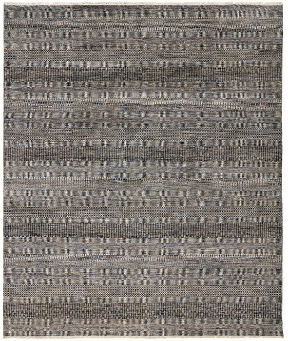 12' X 15' Gray Wool Striped Hand Knotted Area Rug