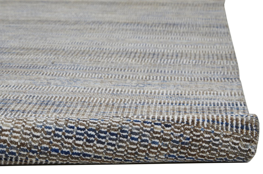 12' X 15' Gray Wool Striped Hand Knotted Area Rug