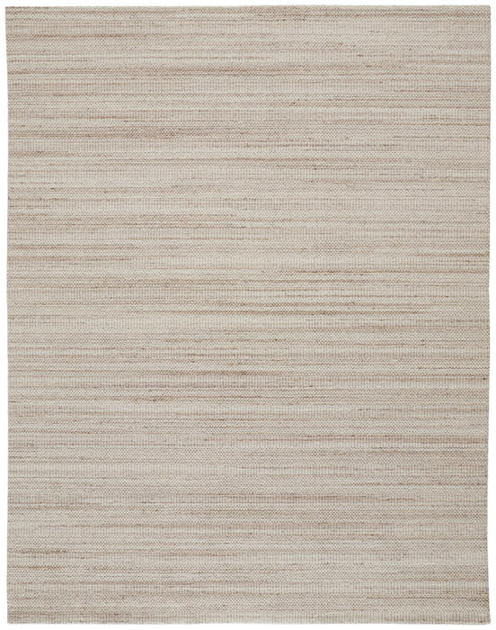 10' X 14' Ivory Wool Hand Woven Stain Resistant Area Rug