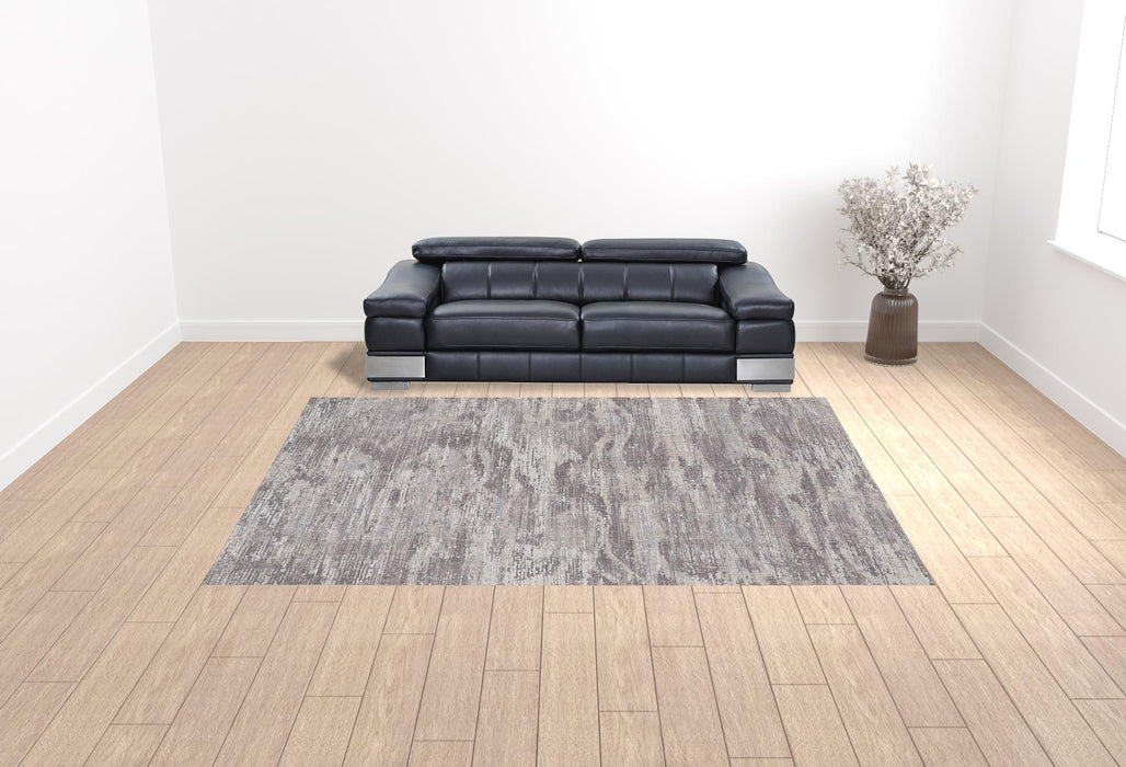 10' X 13' Tan Taupe And Gray Abstract Power Loom Distressed Stain Resistant Area Rug