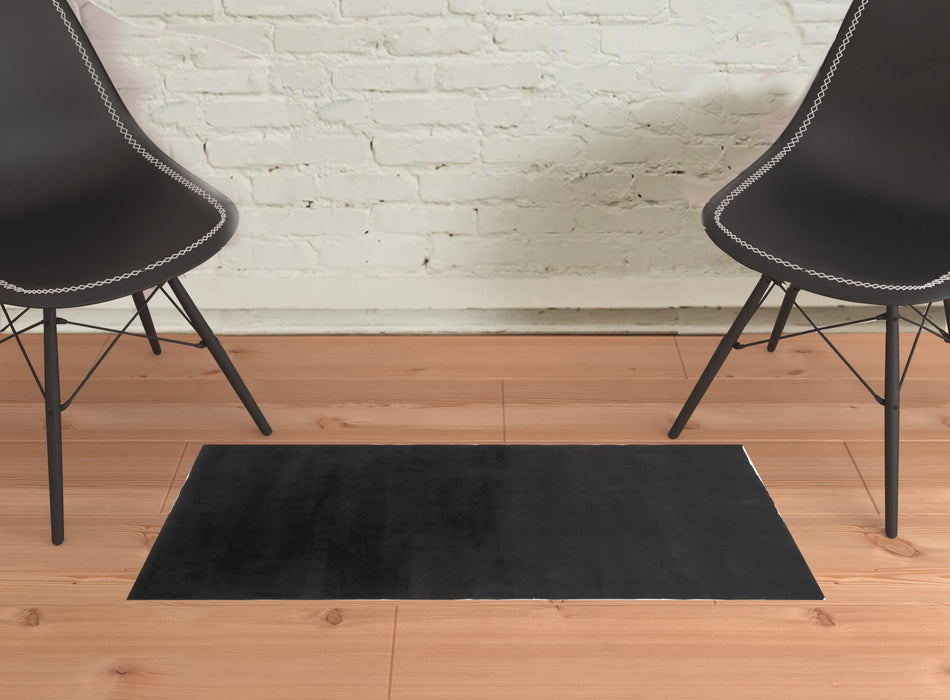 2' X 3' Taupe And Black Shag Area Rug