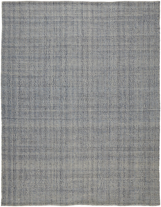 10' X 14' Gray Ivory And Blue Hand Woven Area Rug