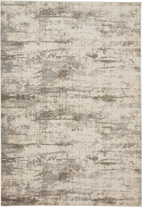 10' X 14' Ivory And Brown Abstract Area Rug