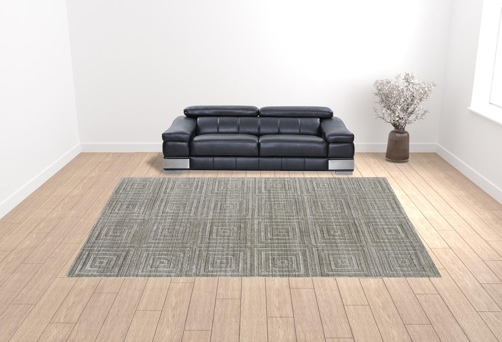 12' X 15' Gray And Silver Striped Hand Woven Area Rug