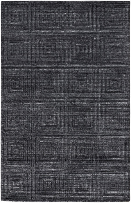 10' X 14' Gray And Black Striped Hand Woven Area Rug