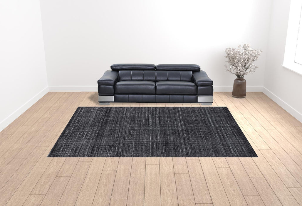 10' X 14' Gray And Black Striped Hand Woven Area Rug