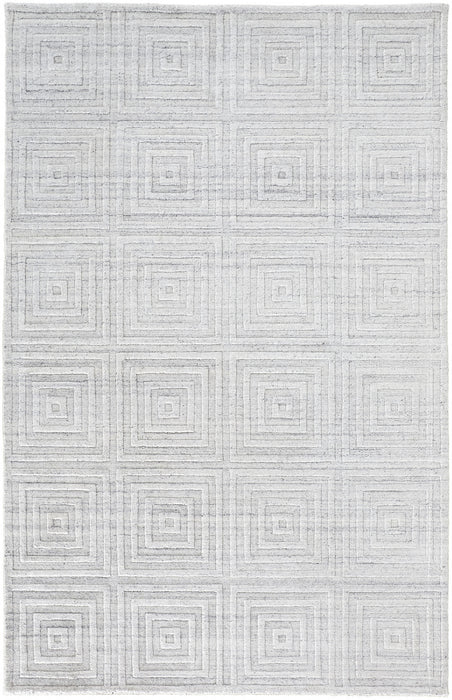 4' X 6' White And Silver Striped Hand Woven Area Rug