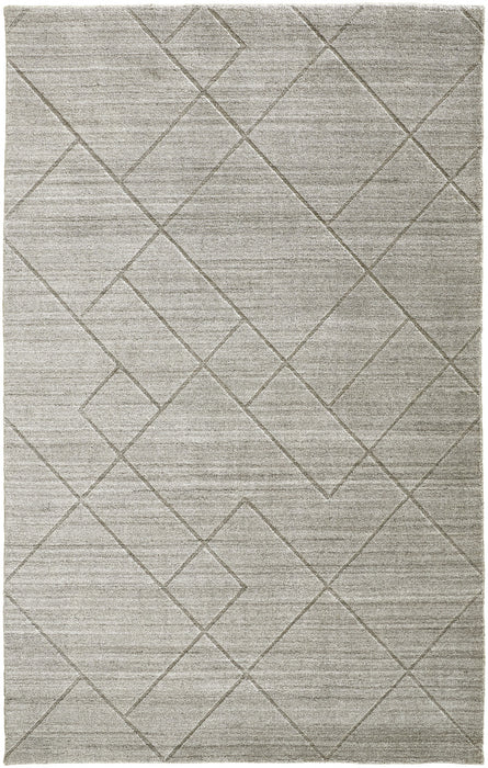 12' X 15' Ivory And Silver Striped Hand Woven Area Rug