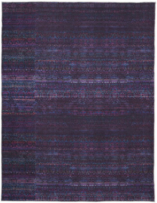 10' X 14' Blue And Purple Striped Power Loom Area Rug