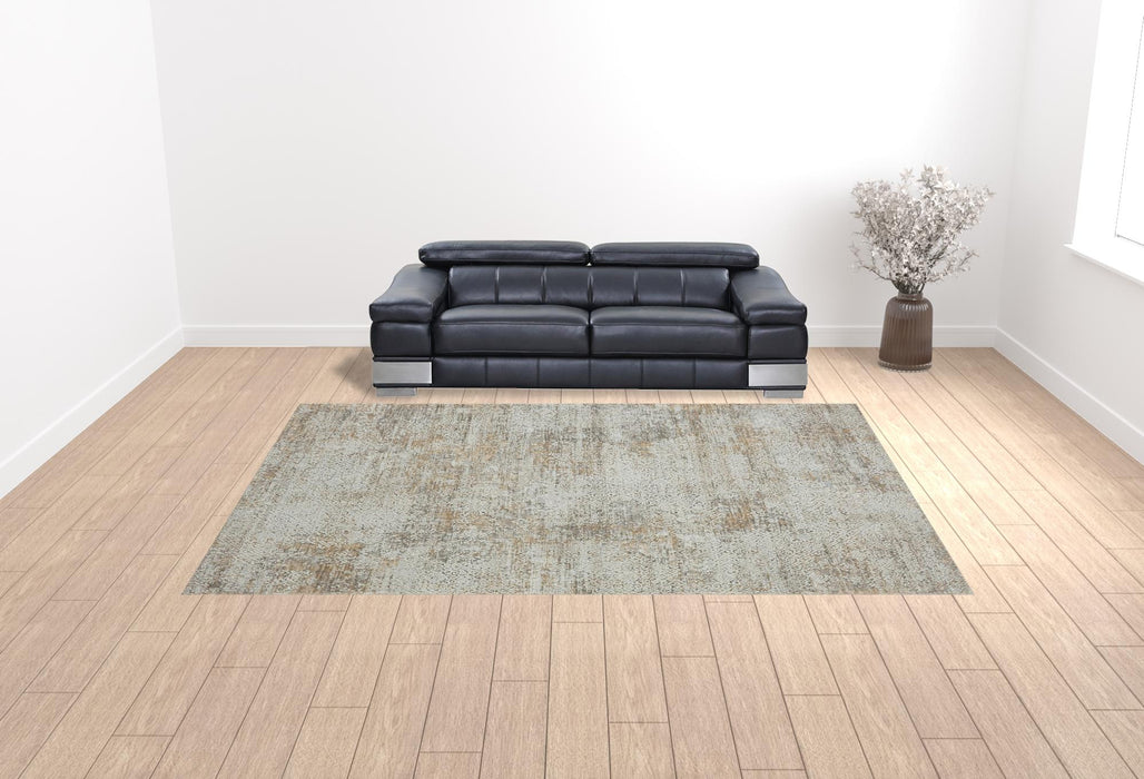 10' X 14' Gray Damask Distressed Area Rug