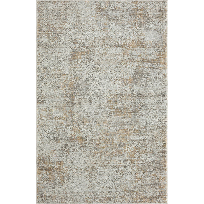 10' X 14' Gray Damask Distressed Area Rug