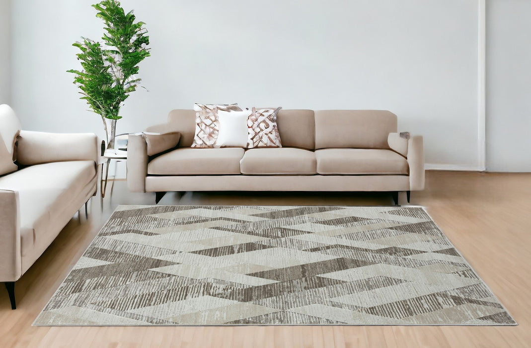 9' x 12' Gray Geometric Area Rug