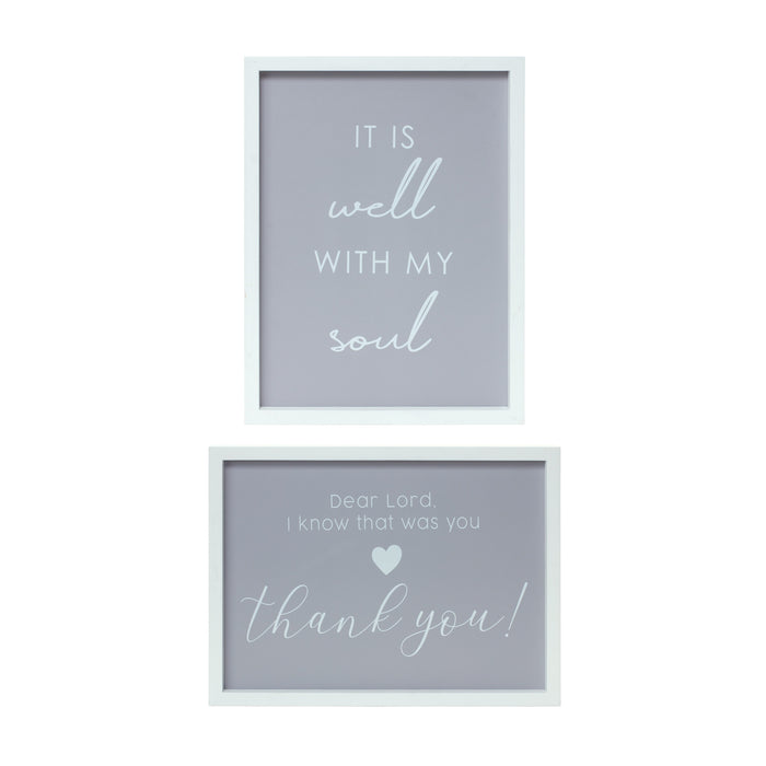 Set Of Two Gray Thankful Wall Decor