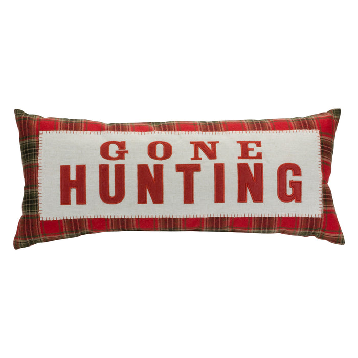 Set of Two Red and White Plaid Polyester Blend Throw Pillow