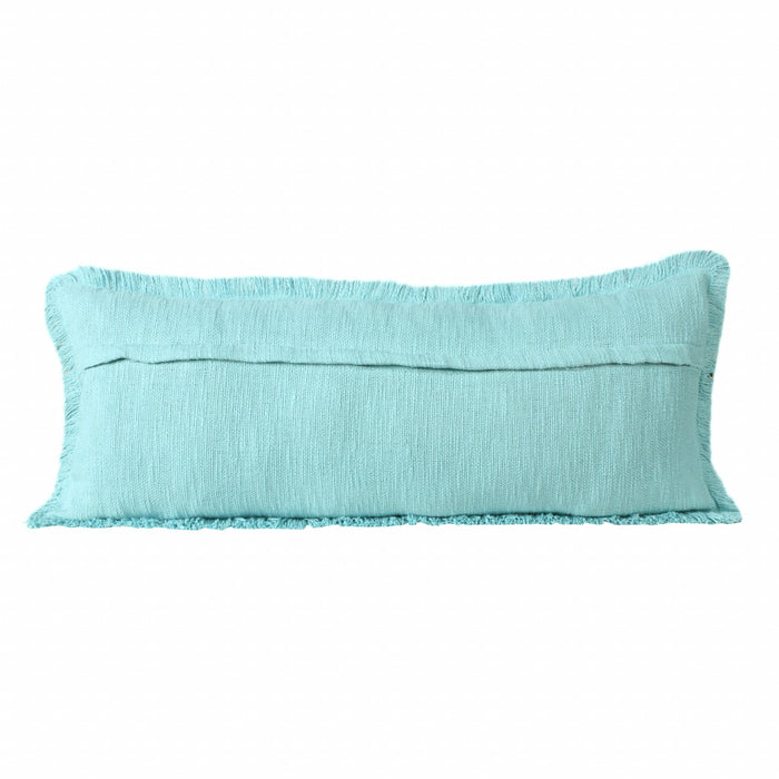 14" X 36" Light Blue 100% Cotton Zippered Pillow