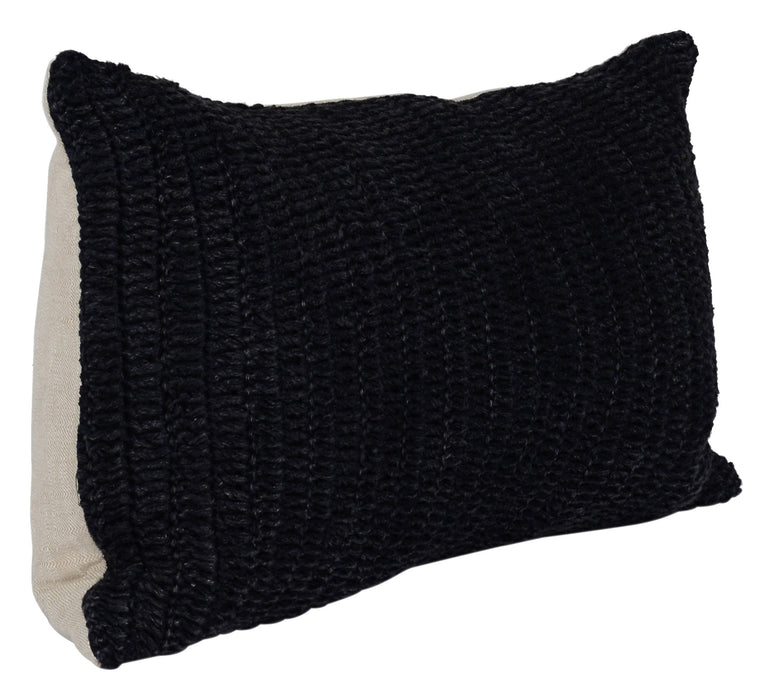 14" X 26" Black Linen Down Blend Throw Pillow