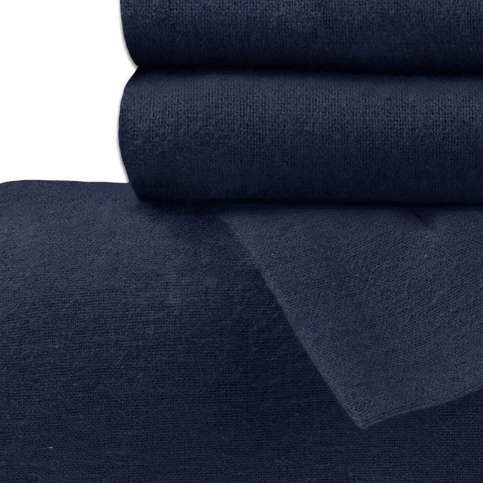 Navy Blue Twin Cotton Blend Thread Count Washable Duvet Cover Set