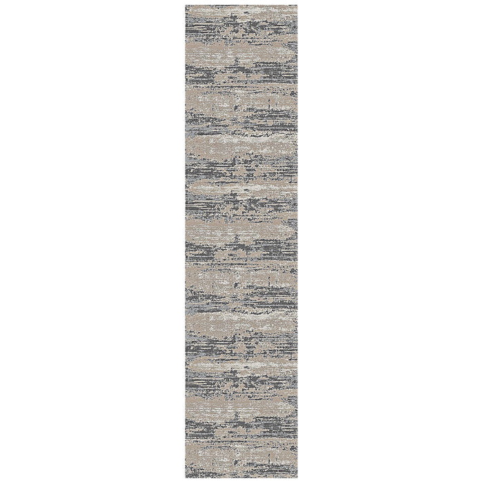 10' Blue and Gray Abstract Power Loom Runner Rug