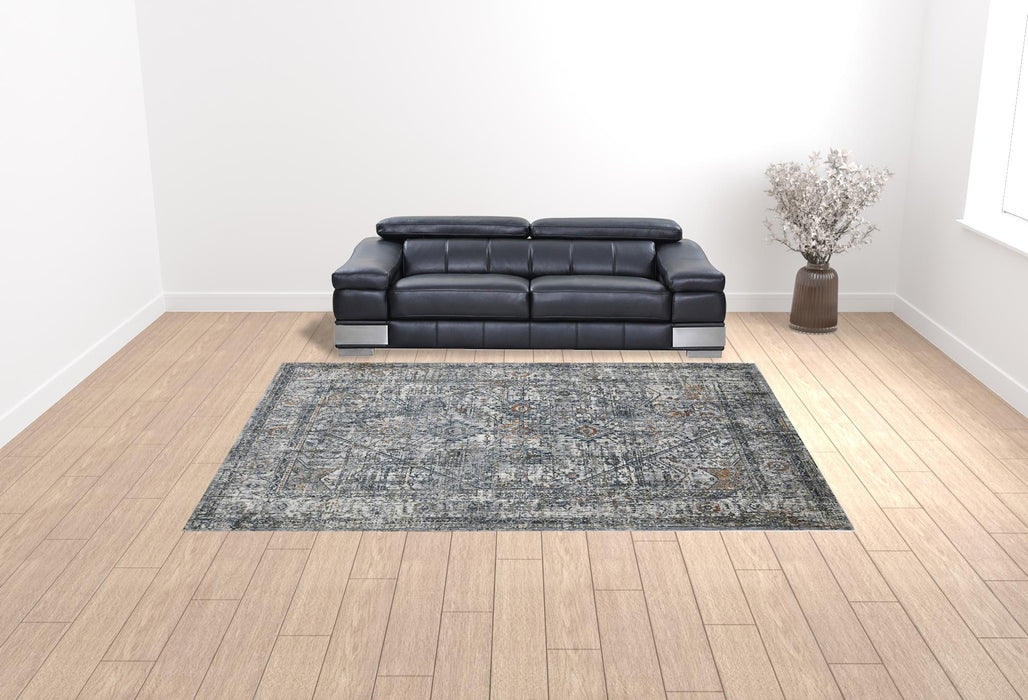 10' x 14' Gray and Ivory Oriental Power Loom Area Rug