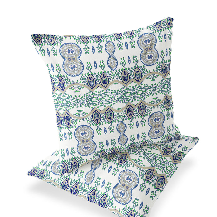 Set of Two 16" X 16" Off White Blown Seam Abstract Indoor Outdoor Throw Pillow