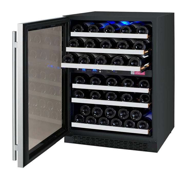 24" Wide FlexCount II Tru Vino 56 Bottle Dual Zone Stainless Steel Left Hinge Wine Refrigerator