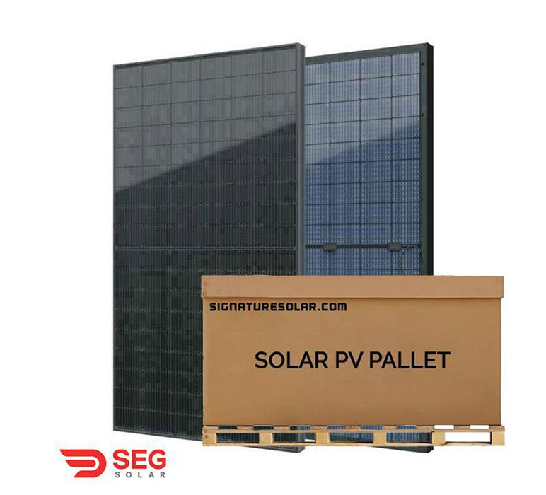 SEG Solar 14.6kW Pallet 405W Bifacial Solar Panel (Black) Up to 526W with Bifacial Gain Yukon Series SEG-405-BMB-TB Full Pallet (36 Solar Panels) 14.6kW Total