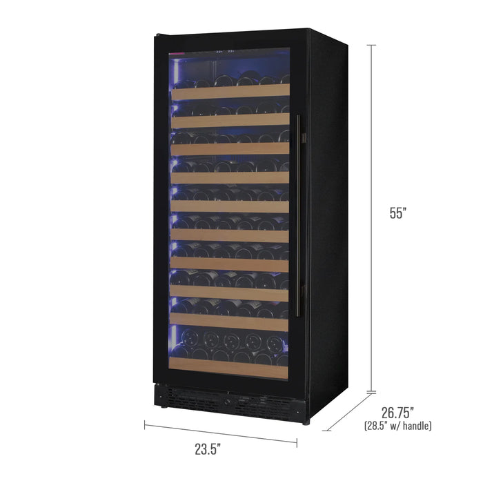 Reserva Series 119 Bottle 55" Tall Single Zone Left Hinge Black Glass Wine Refrigerator