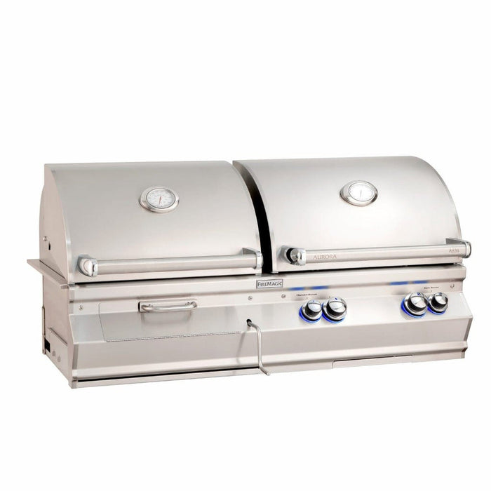 Fire Magic 46" 3-Burner Aurora A830i Built-In Gas/Charcoal Combo Grills w/ Analog Thermometers-Natural Gas